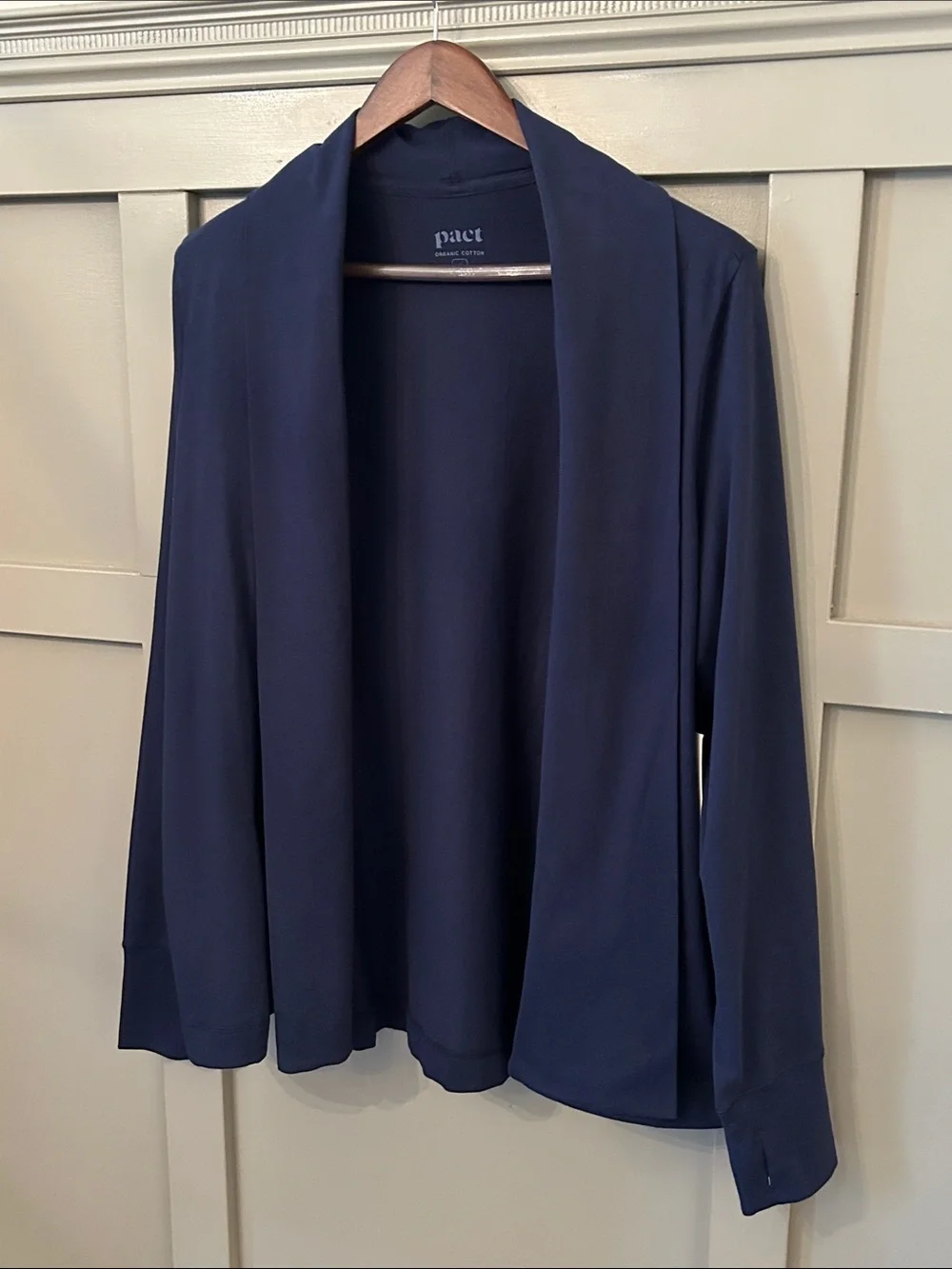 Pact Organic Cotton Luxe Signature Swing Cardigan Navy Blue Size XL New NWT